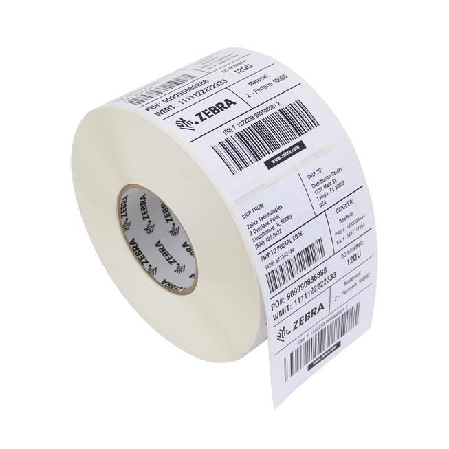 CAJA DE ETIQUETAS ZEBRA PAPEL BLANCA TT 4INX6IN CENTRO 3IN