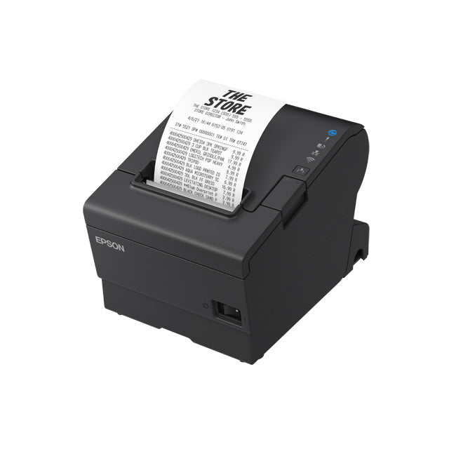 EPSON, TM-T88VII-052, THERMAL RECEIPT PRINTER, EPSON BLACK, USB & ETHERNET, INTERFACES, WITH AUTOCUTTER, PS-190 POWER SUPPLY & AC CABLE