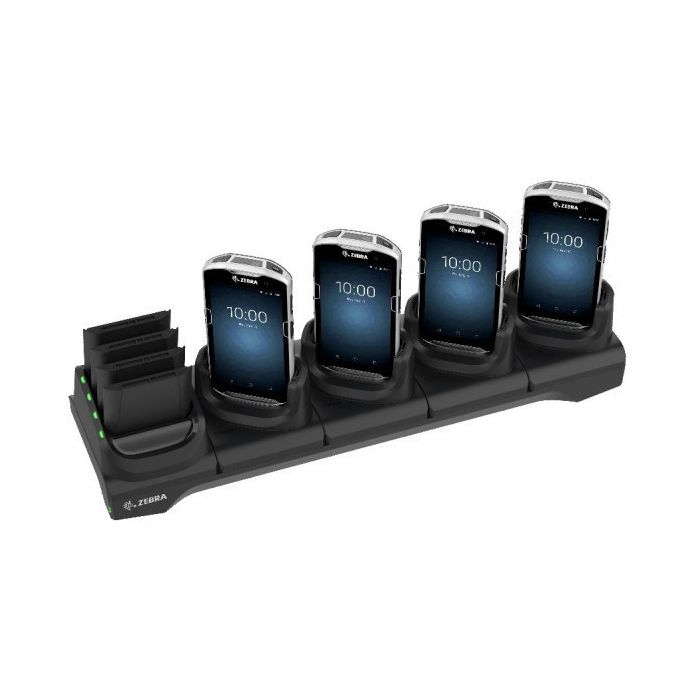 ZEBRA EVM/EMC, TC51/56 5-SLOT CHARGE ONLY CRADLE WITH 4-SLOT SPARE BATTERY CHARGER, CHARGES UP TO 4 DEVICES AND UP TO 4 SPARE BATTERIES, INCLUDES POWER SUPPLY AND DC CABLE, REQUIRES AC CORD 23844-00-0